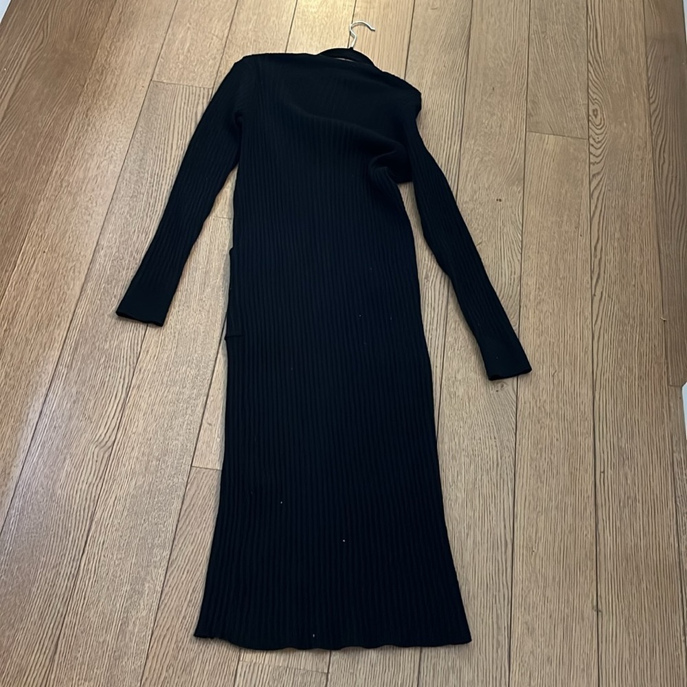 J. Crew Ribbed V Neck Cardigan Sweater Dress Medium - Picture 3 of 6